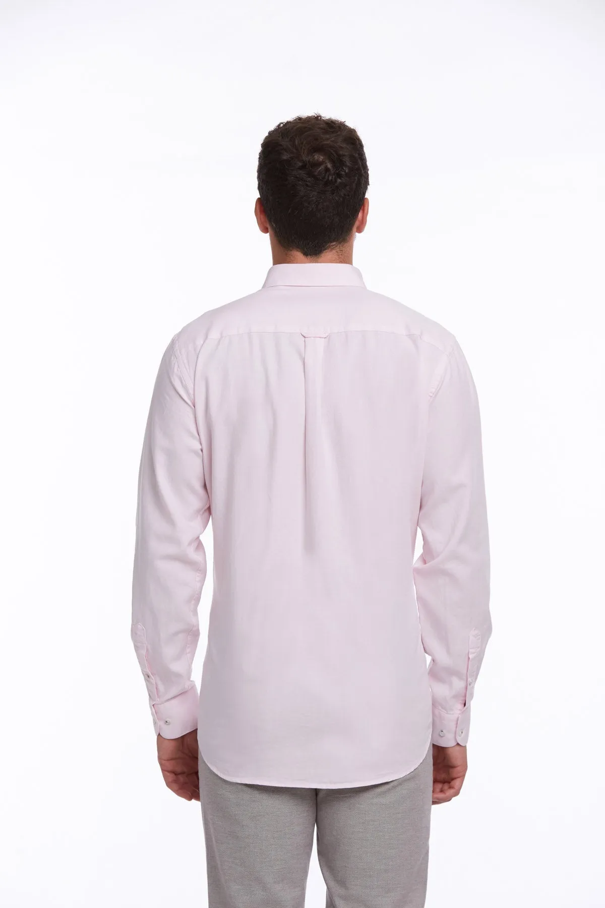 Comfort Fit Long Sleeve Cotton Pink Casual Shirt