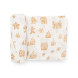 Cotton Muslin Swaddle Blanket - Gingerbread Village