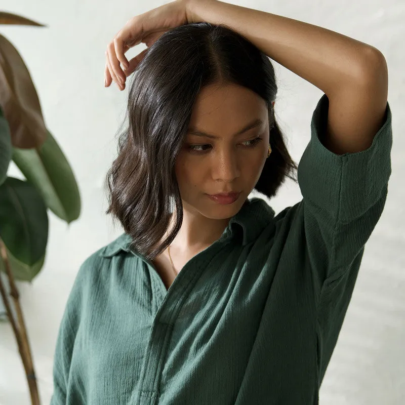 Cotton Solid Top For Women | Relaxed Fit | Green