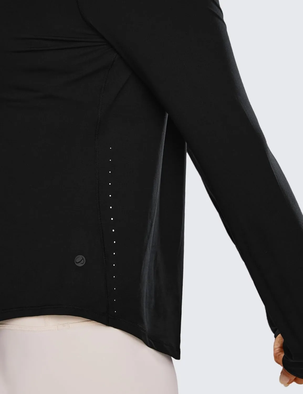 CRZ YOGA Lightweight Long Sleeve Workout Shirts for Women Gym Running Fall Tshirts High Neck Athletic Training Tops