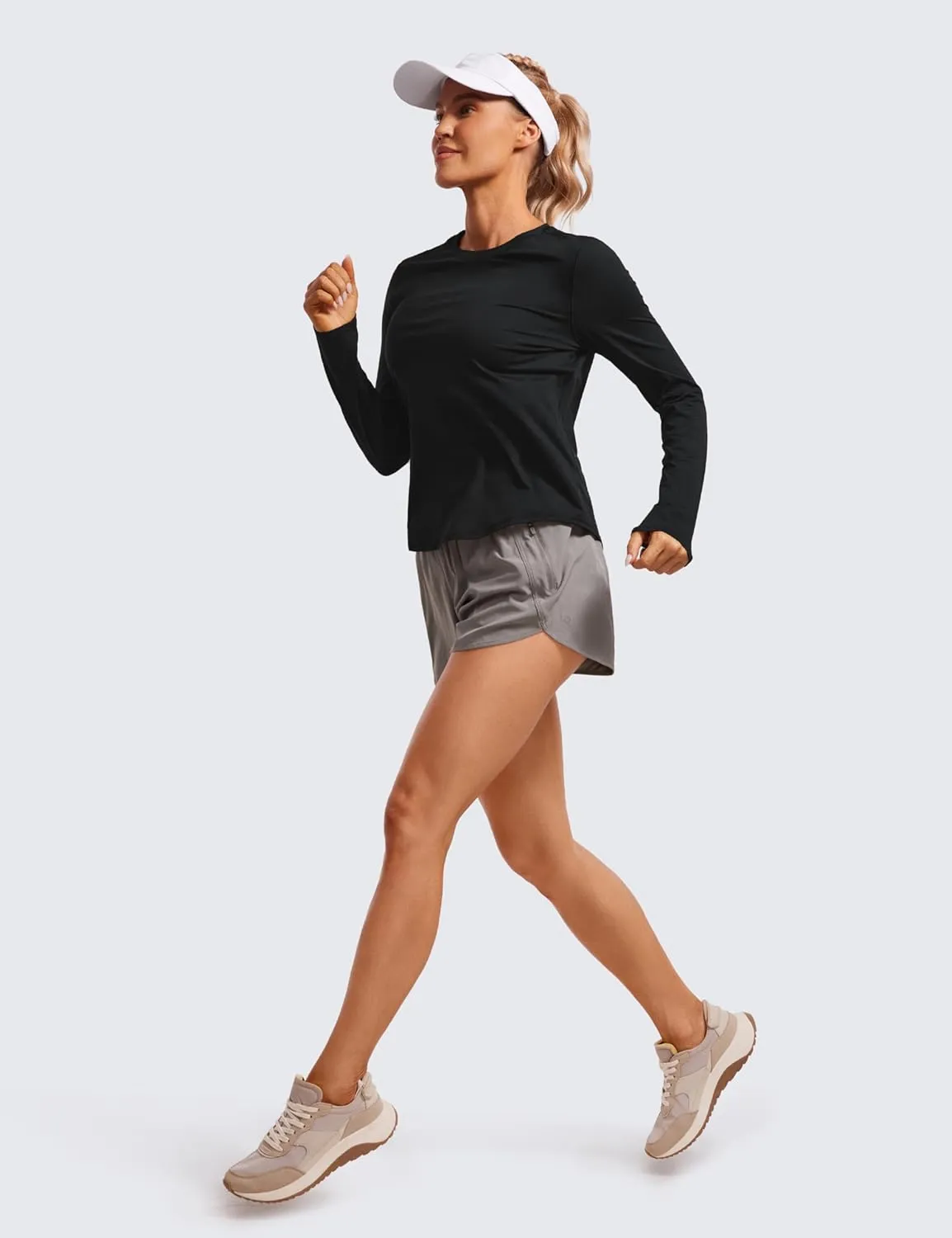 CRZ YOGA Lightweight Long Sleeve Workout Shirts for Women Gym Running Fall Tshirts High Neck Athletic Training Tops
