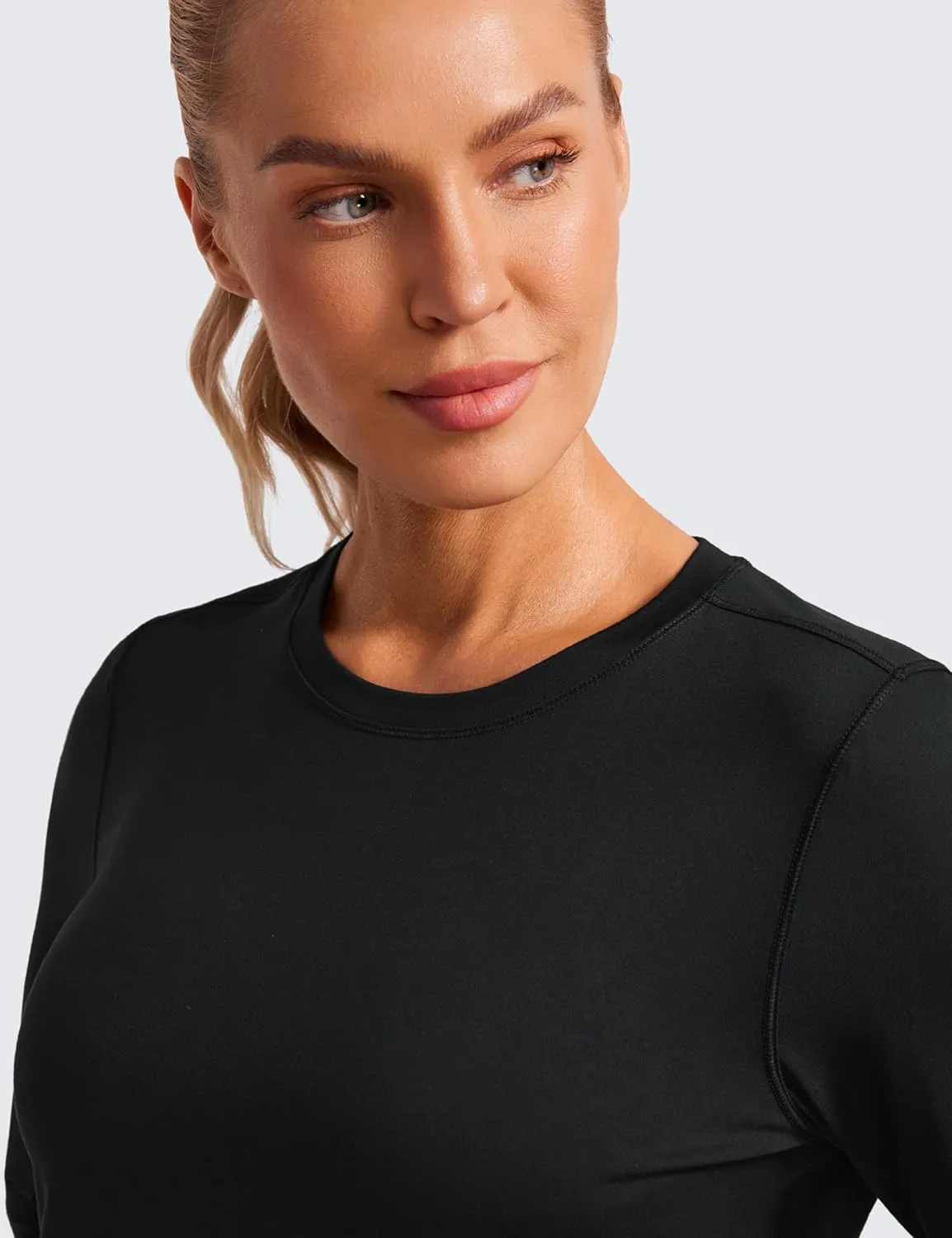 CRZ YOGA Lightweight Long Sleeve Workout Shirts for Women Gym Running Fall Tshirts High Neck Athletic Training Tops