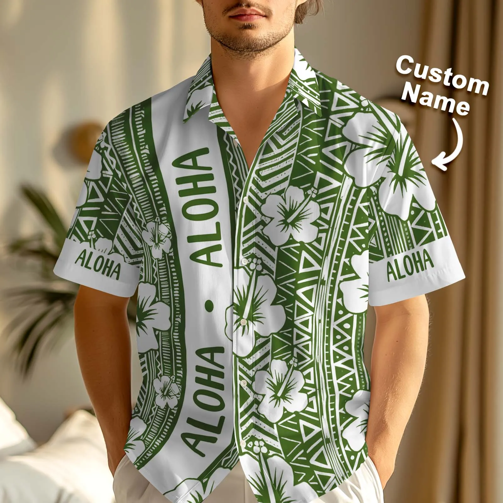 Custom Engraved Flowers Shirt Personalised Name Hawaiian Shirt Gift To Him