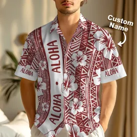 Custom Engraved Flowers Shirt Personalised Name Hawaiian Shirt Gift To Him