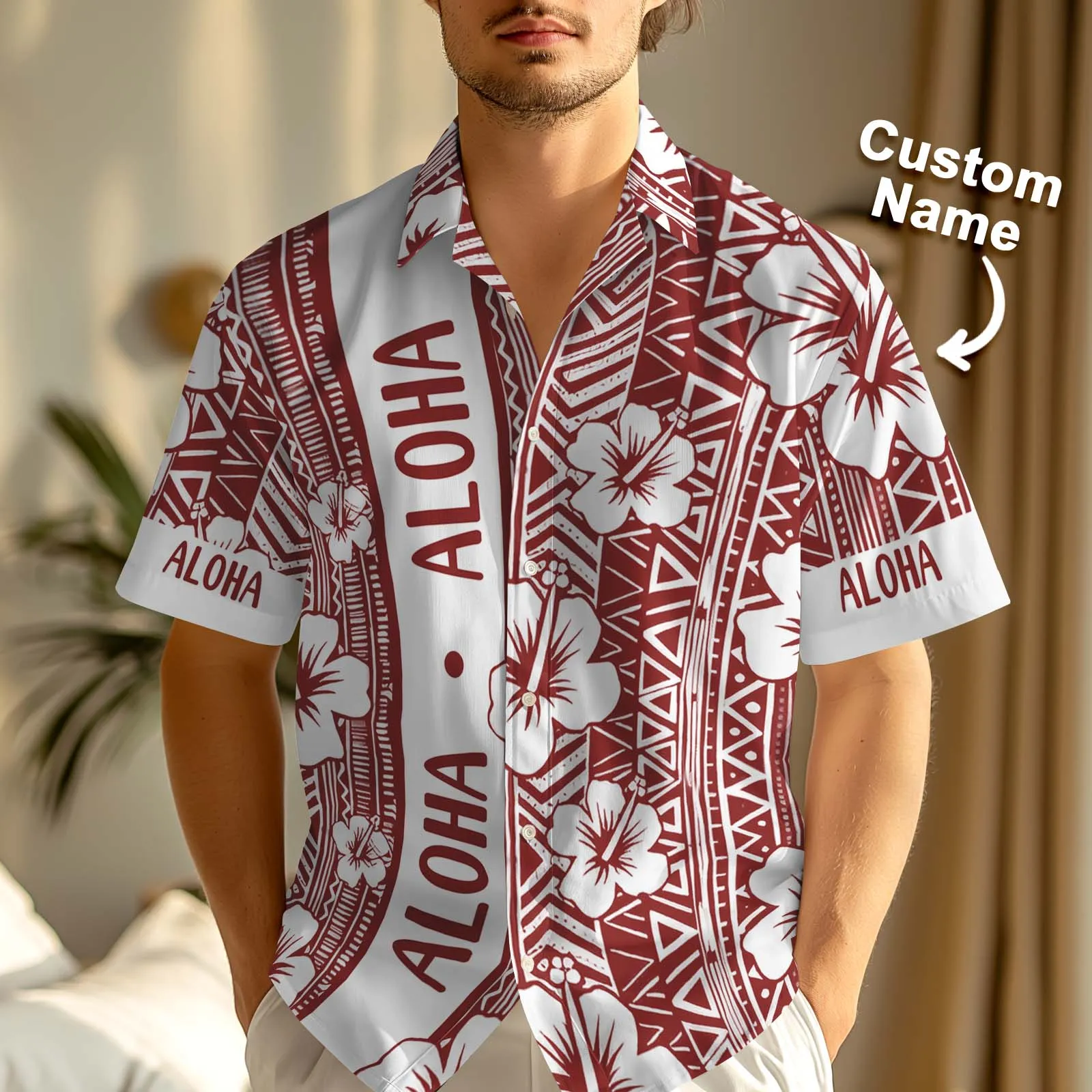 Custom Engraved Flowers Shirt Personalised Name Hawaiian Shirt Gift To Him