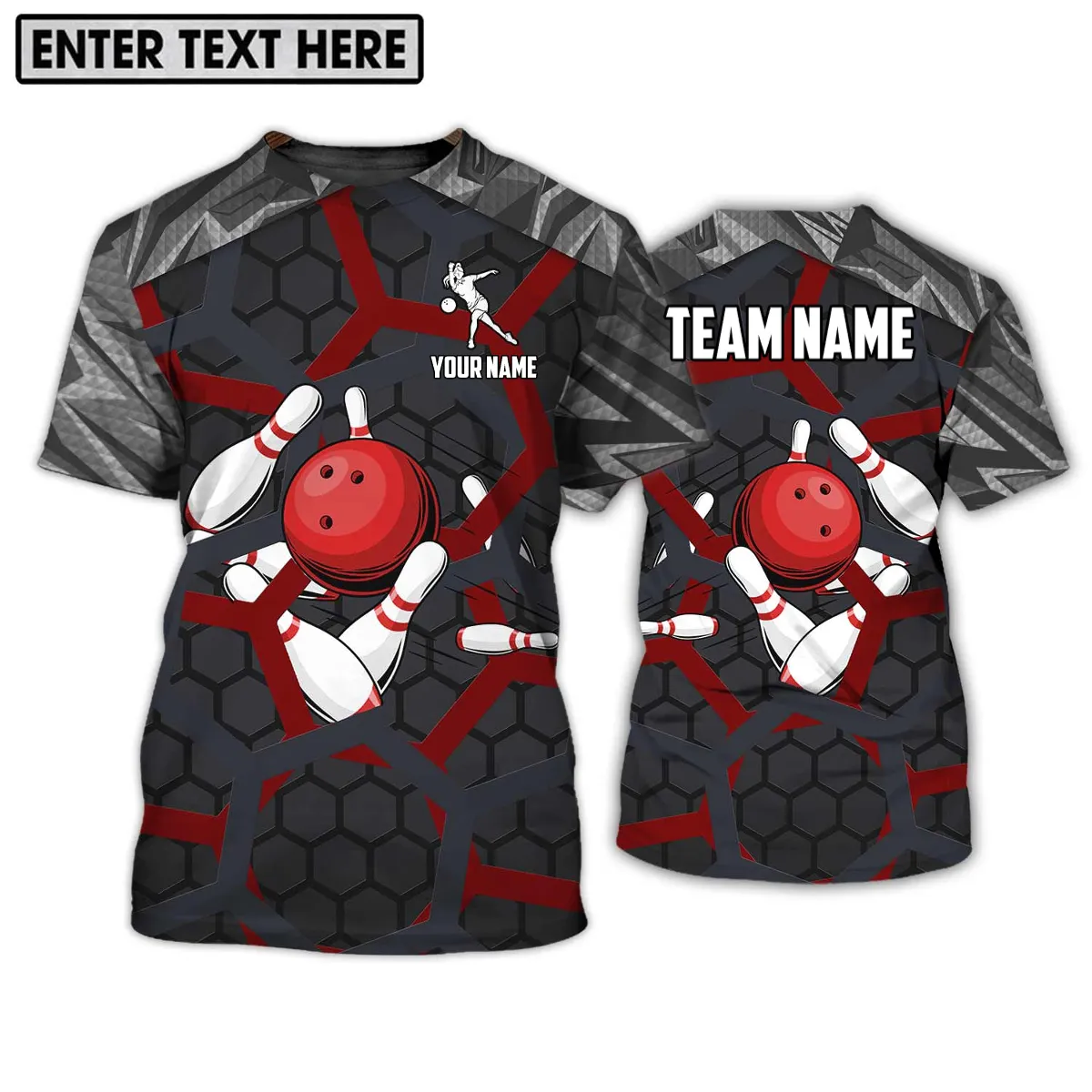 Custom Name Red Ball Bowling Lover 3D Long Sleeve Shirt, Bowling Shirt Gift