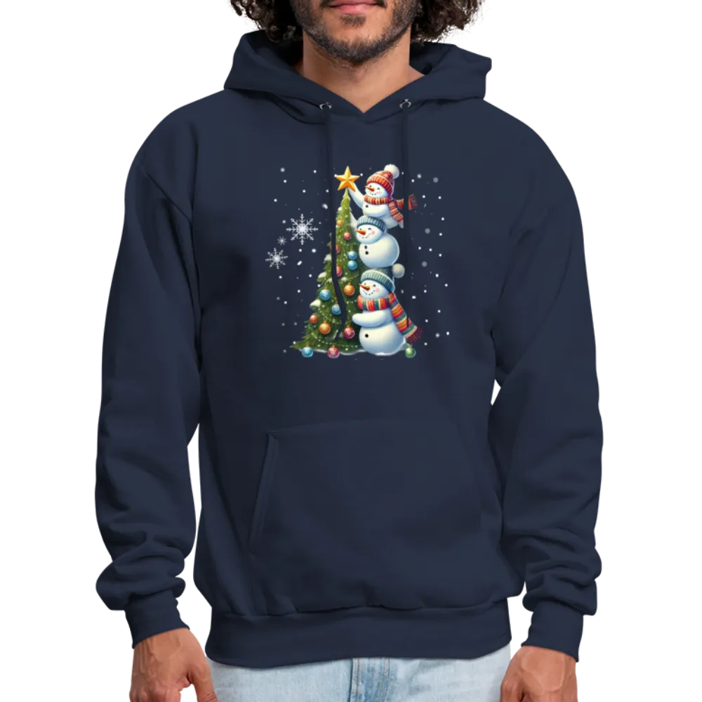 Cute Snowman Decorating Christmas Tree Hoodie
