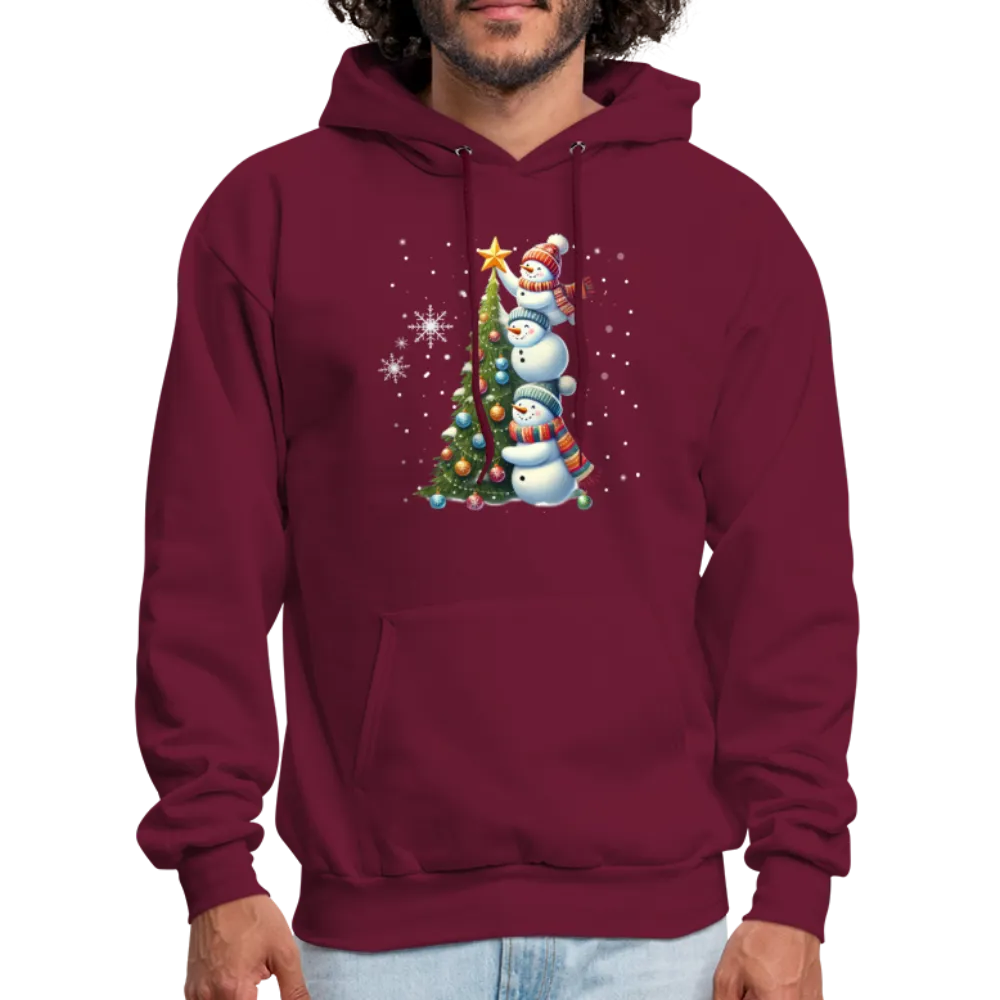 Cute Snowman Decorating Christmas Tree Hoodie
