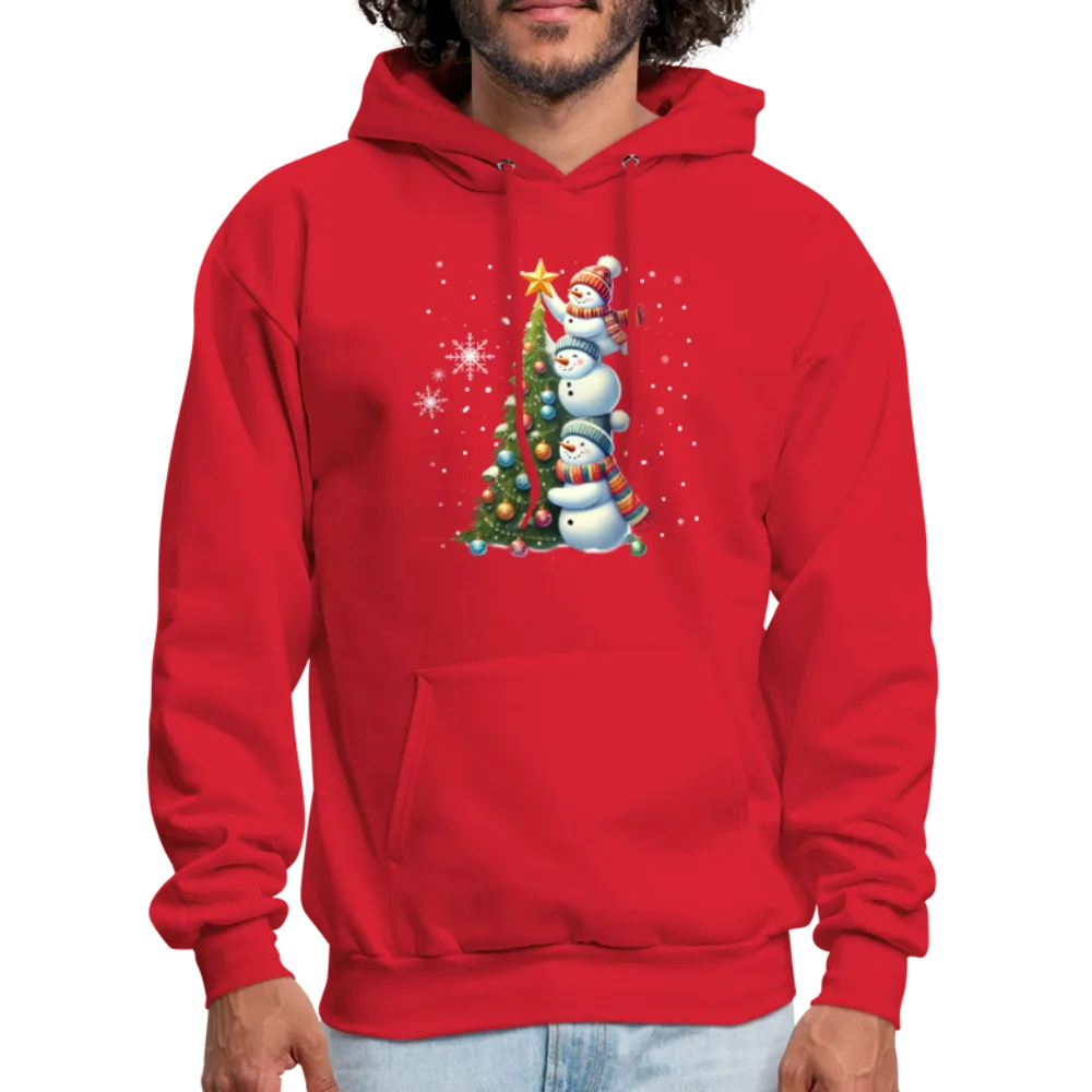 Cute Snowman Decorating Christmas Tree Hoodie