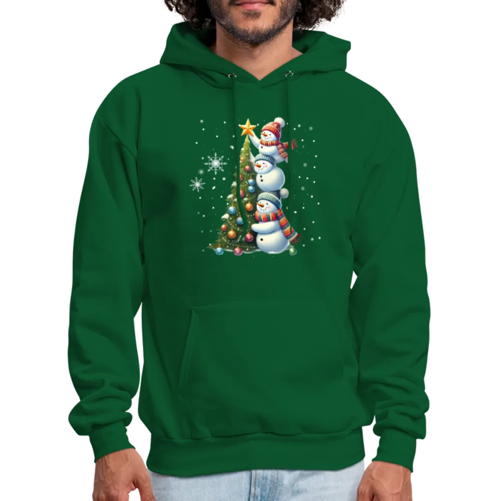 Cute Snowman Decorating Christmas Tree Hoodie