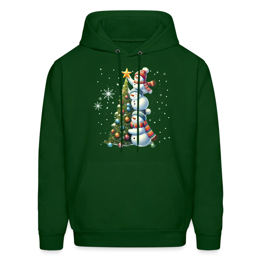Cute Snowman Decorating Christmas Tree Hoodie
