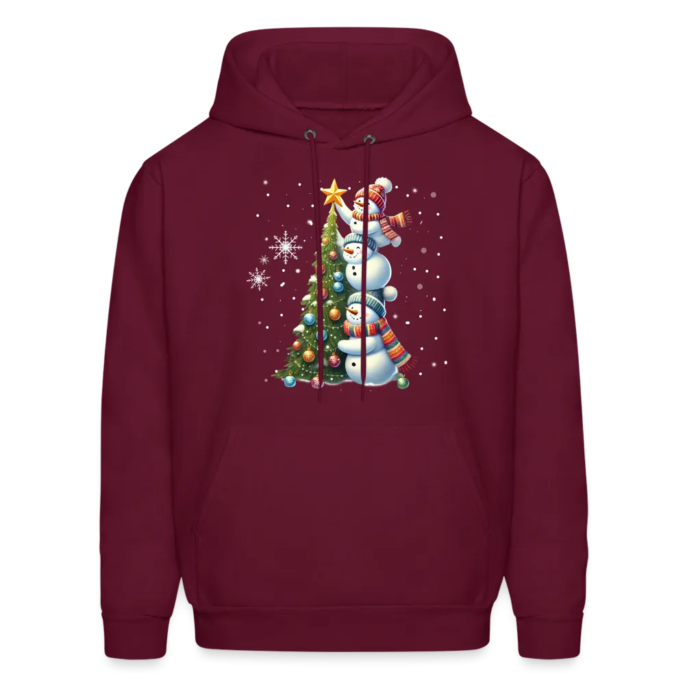 Cute Snowman Decorating Christmas Tree Hoodie