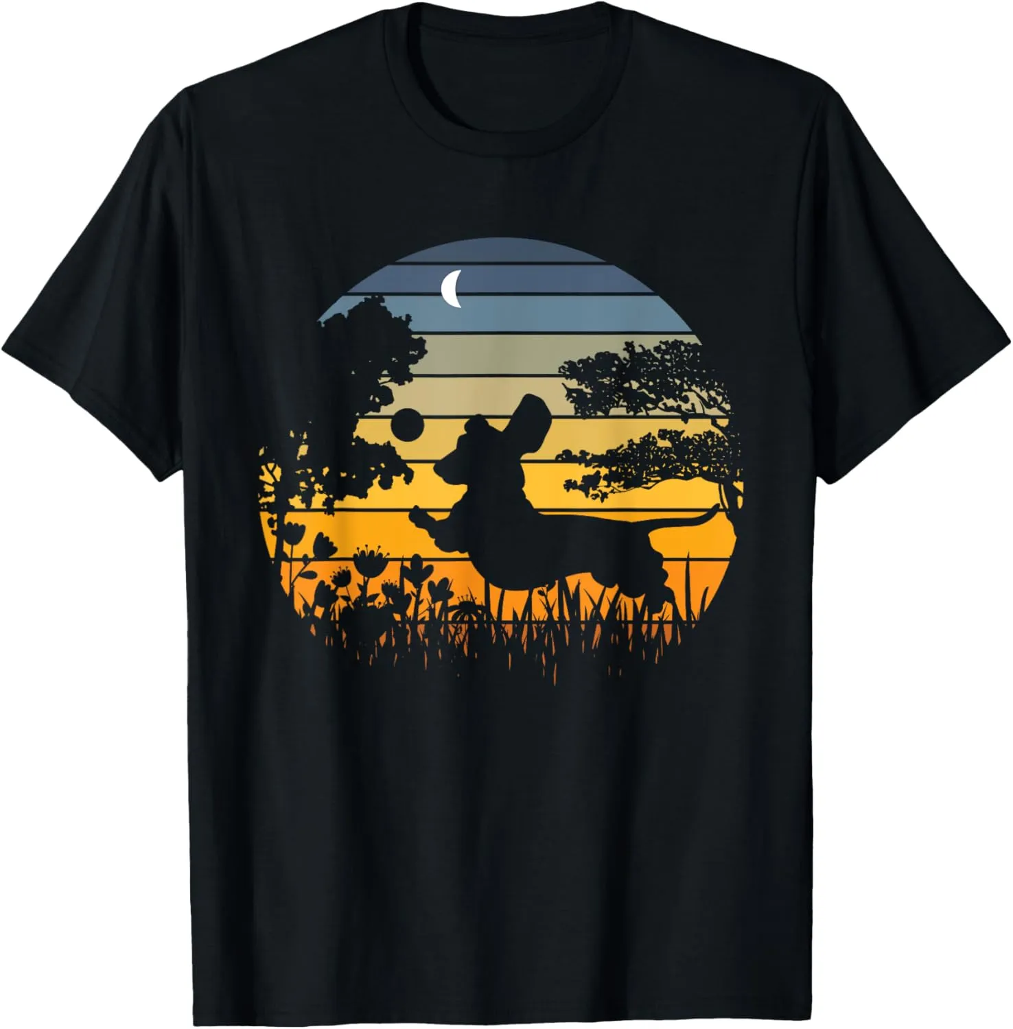Dachshund Wiener Dog Sunset Garden Nature Lover T-Shirt