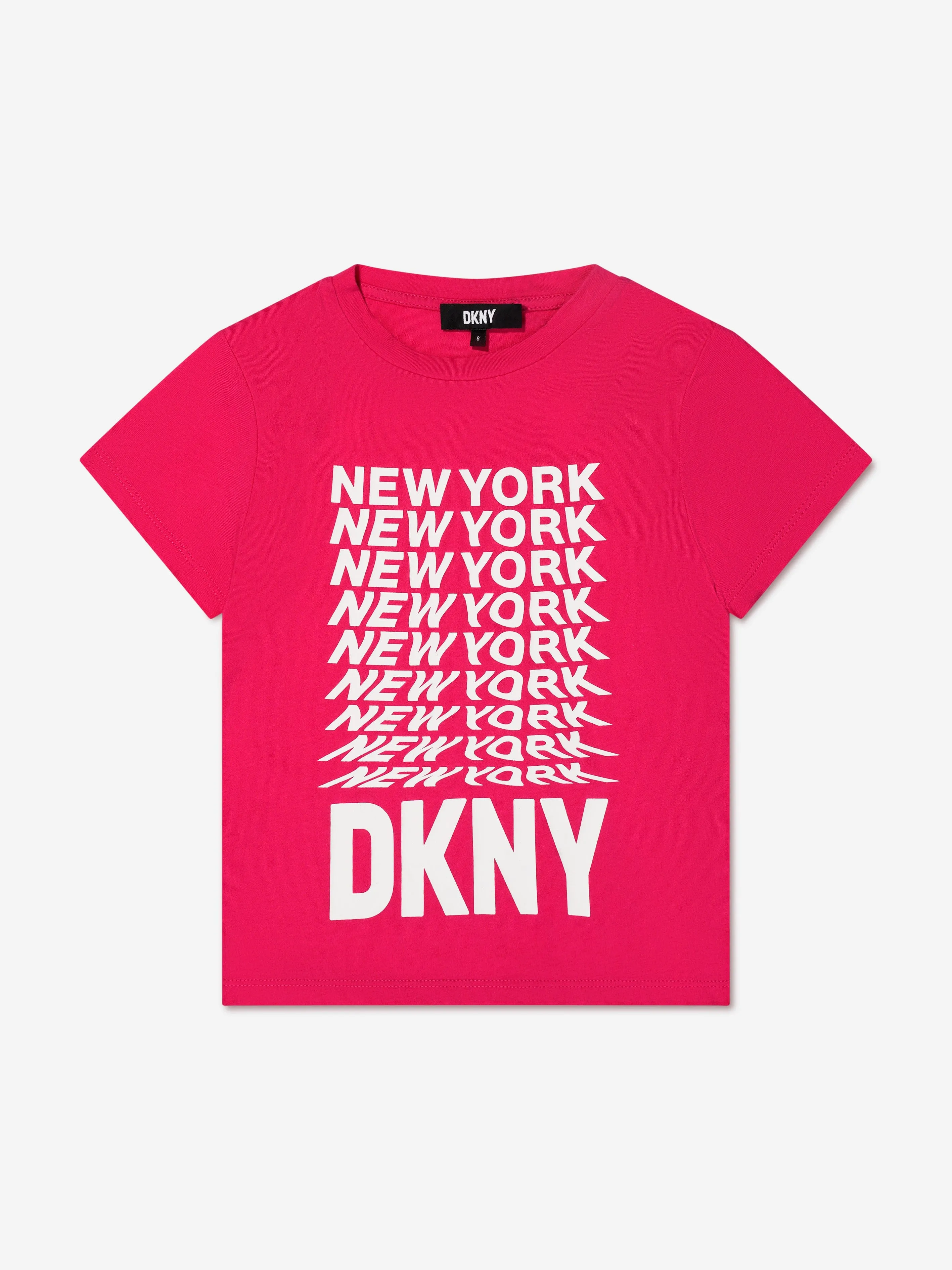 DKNY Girls Organic Cotton Logo T-Shirt in Pink