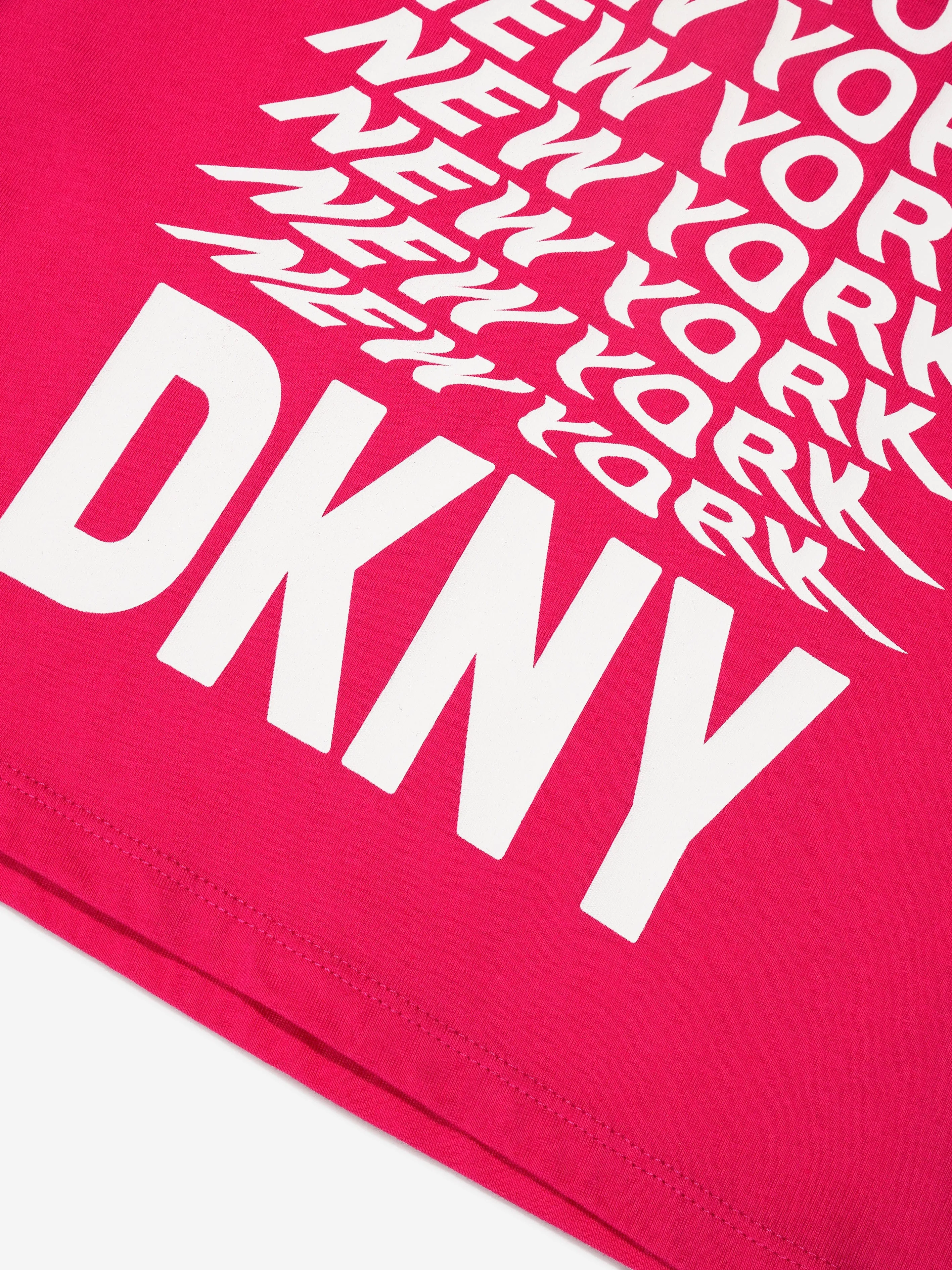DKNY Girls Organic Cotton Logo T-Shirt in Pink