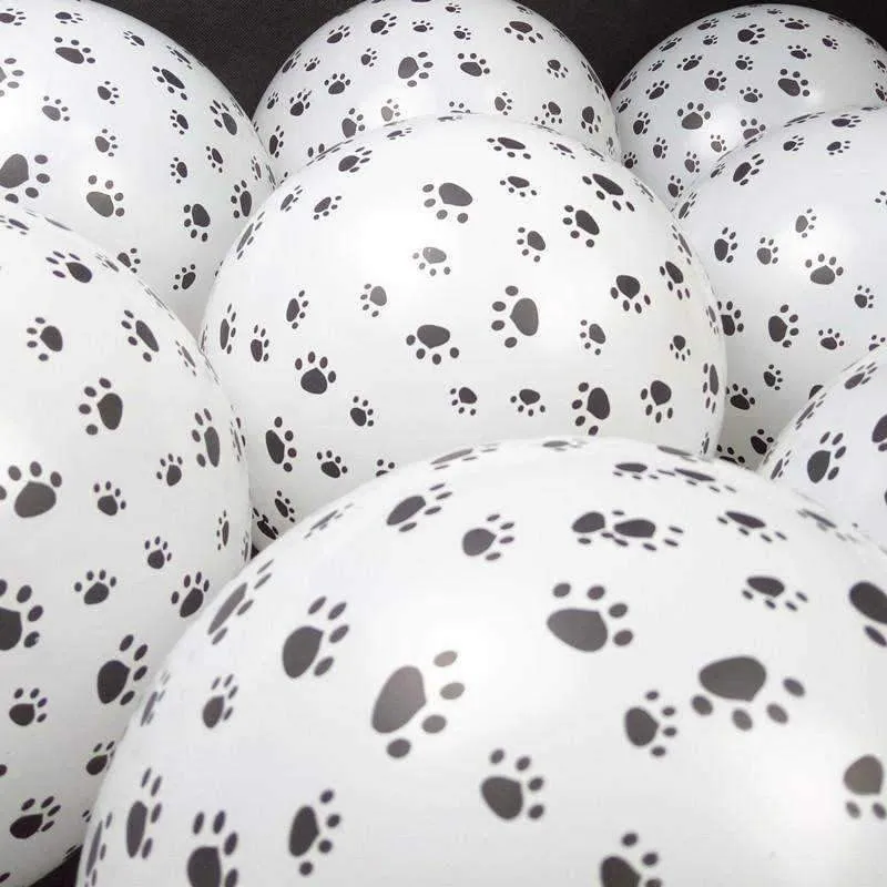 Dog Paw Prints Party Balloons - White