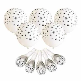 Dog Paw Prints Party Balloons - White