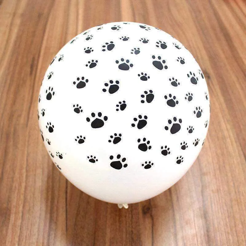 Dog Paw Prints Party Balloons - White