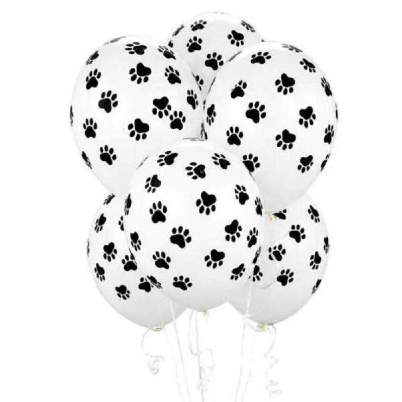Dog Paw Prints Party Balloons - White