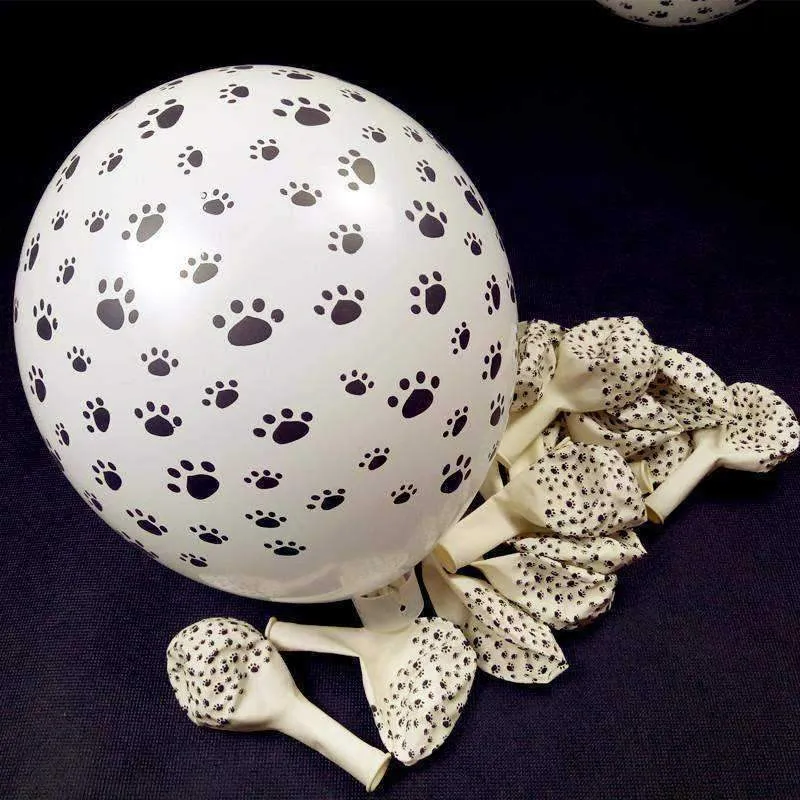 Dog Paw Prints Party Balloons - White