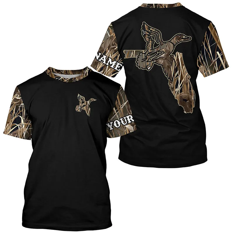 Duck Hunting In Florida Waterfowl Camo Customize 3D Long Sleeve Shirts Personalized Hunting Gift