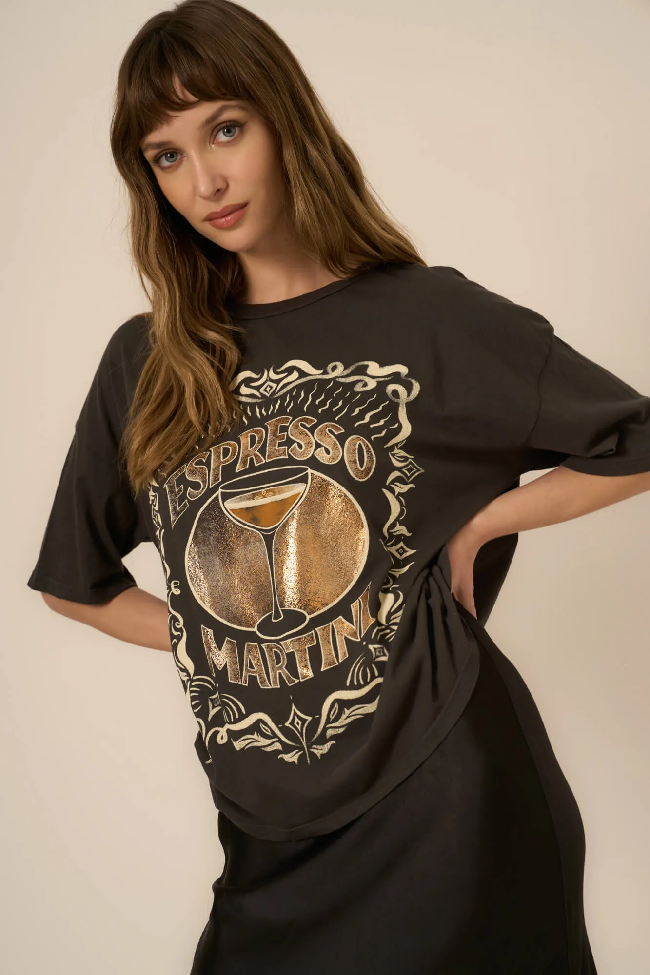 Espresso Martini Foil Perfect BF Tee - Vintage Black