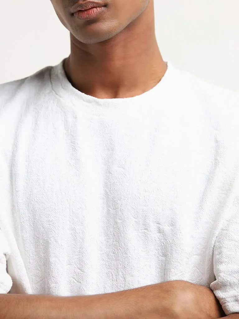 ETA White Textured Relaxed-Fit T-Shirt