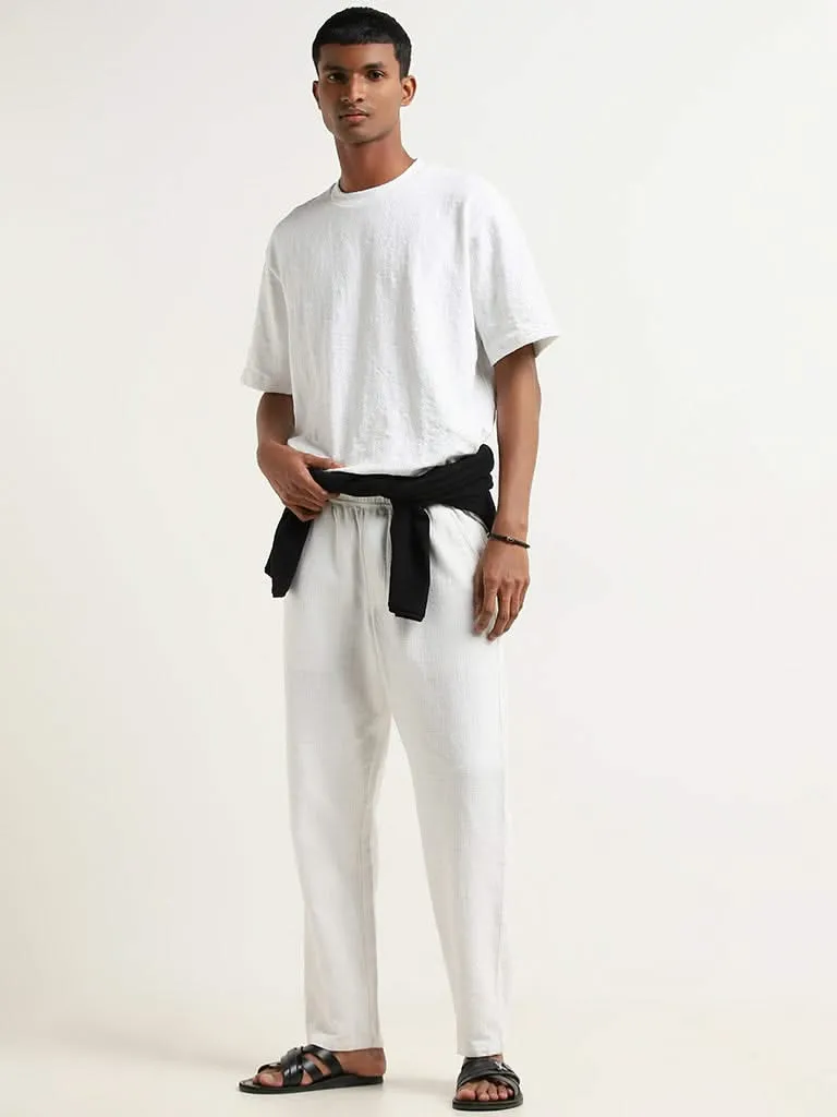 ETA White Textured Relaxed-Fit T-Shirt