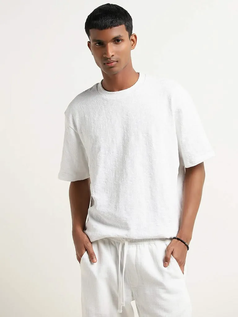 ETA White Textured Relaxed-Fit T-Shirt