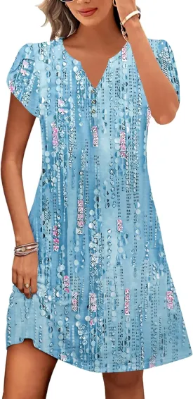ETCYY Women's Casual T Shirt Dress Short Sleeve Summer Dresses 2025 Spring Clothes Boho Beach Vacation Sun Dress with Pockets