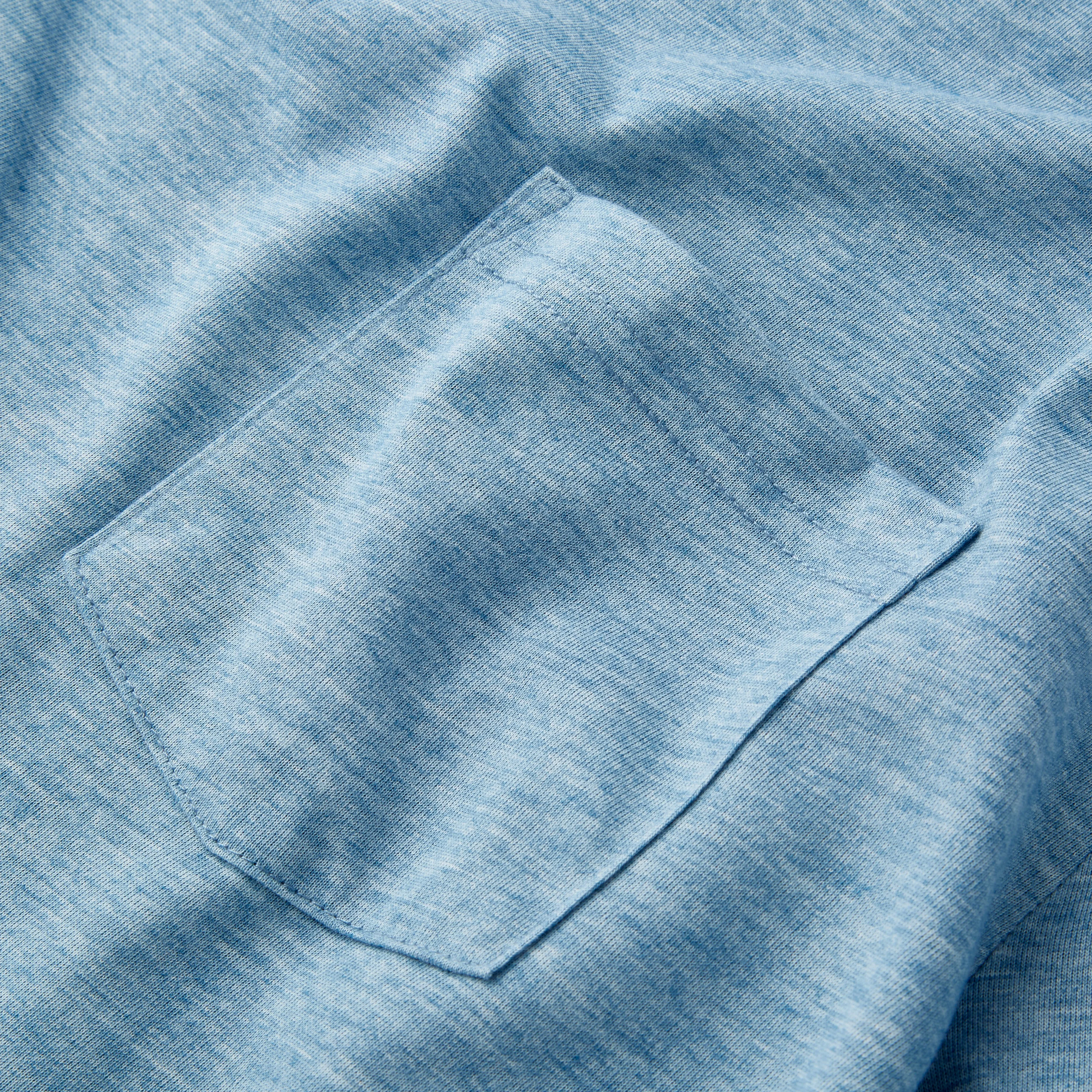 Everyday Long Sleeve Tee with Pocket in Heather Indigo