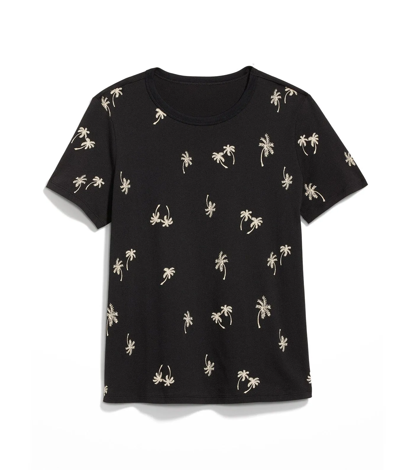 EveryWear Crew-Neck T-Shirt For Women White Palm Tree