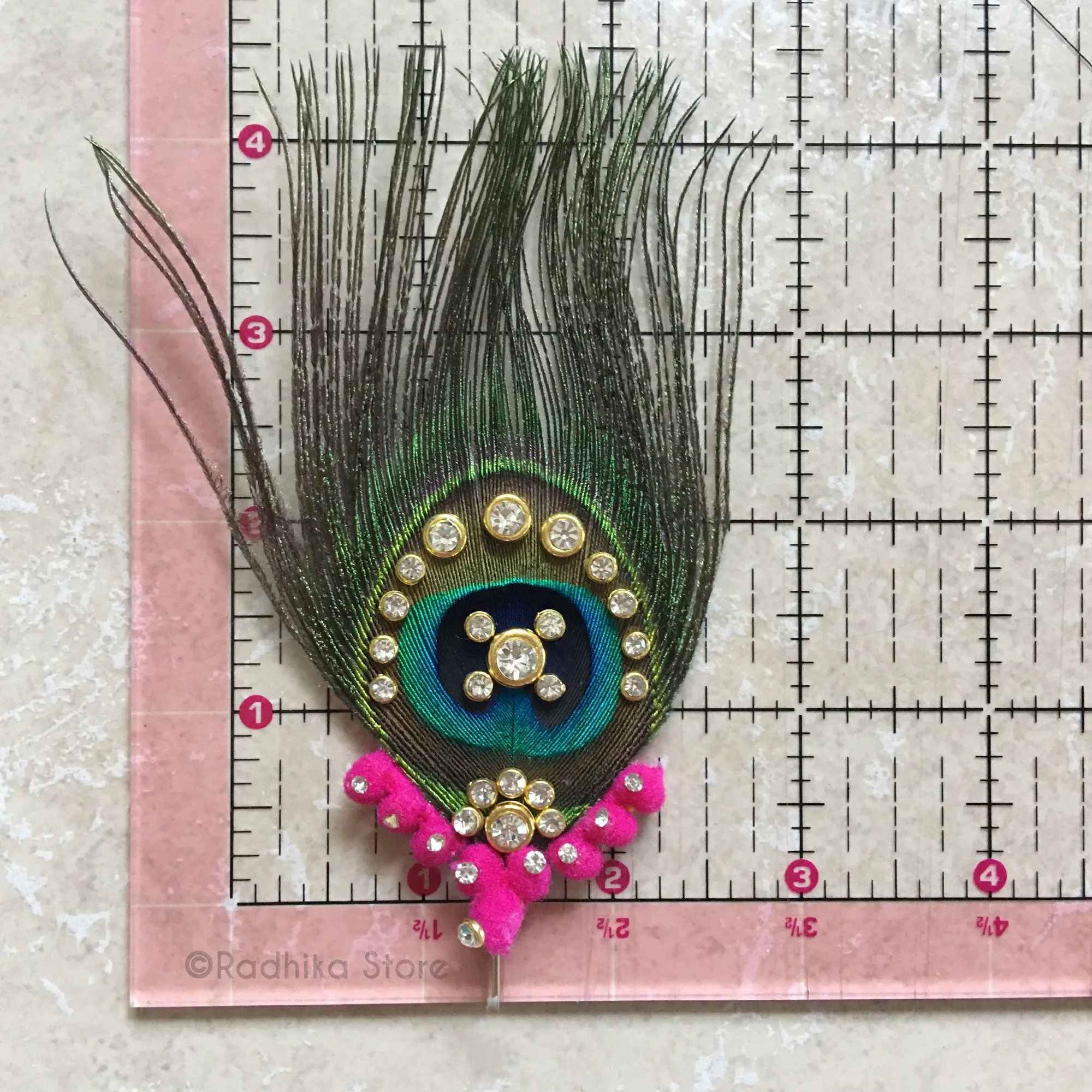 Extra Large Crystal Peacock Feathers - Green Colors