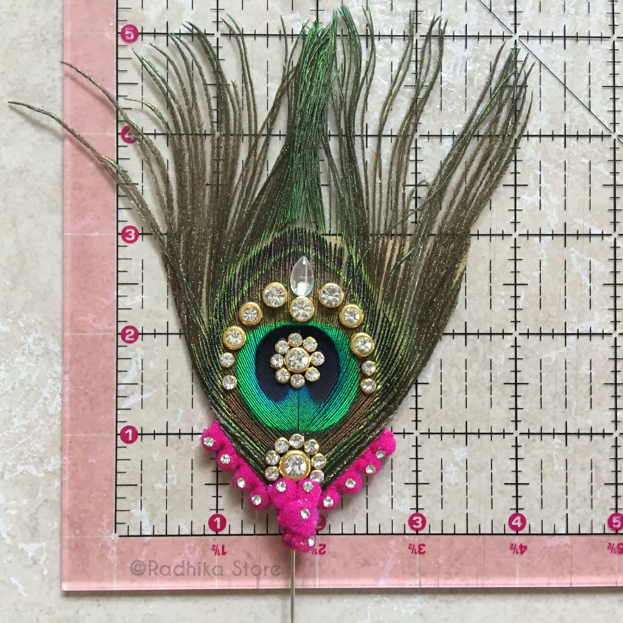 Extra Large Crystal Peacock Feathers - Green Colors