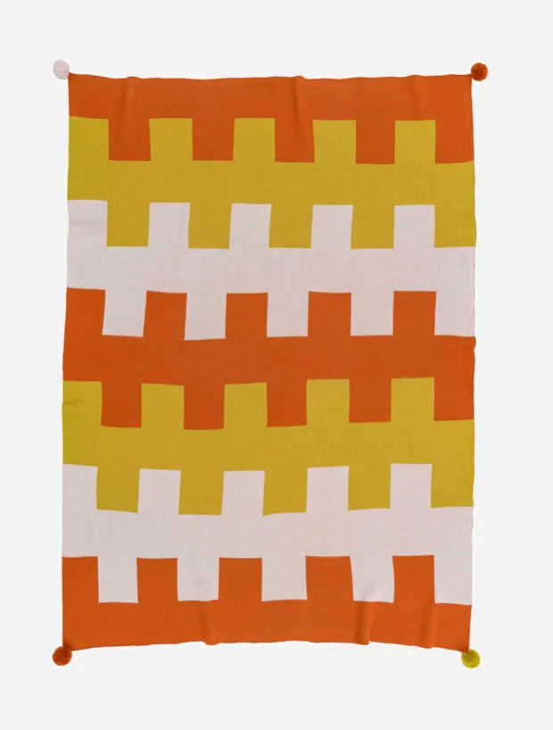 Geo Stripe Throw, Golden Olive Blush
