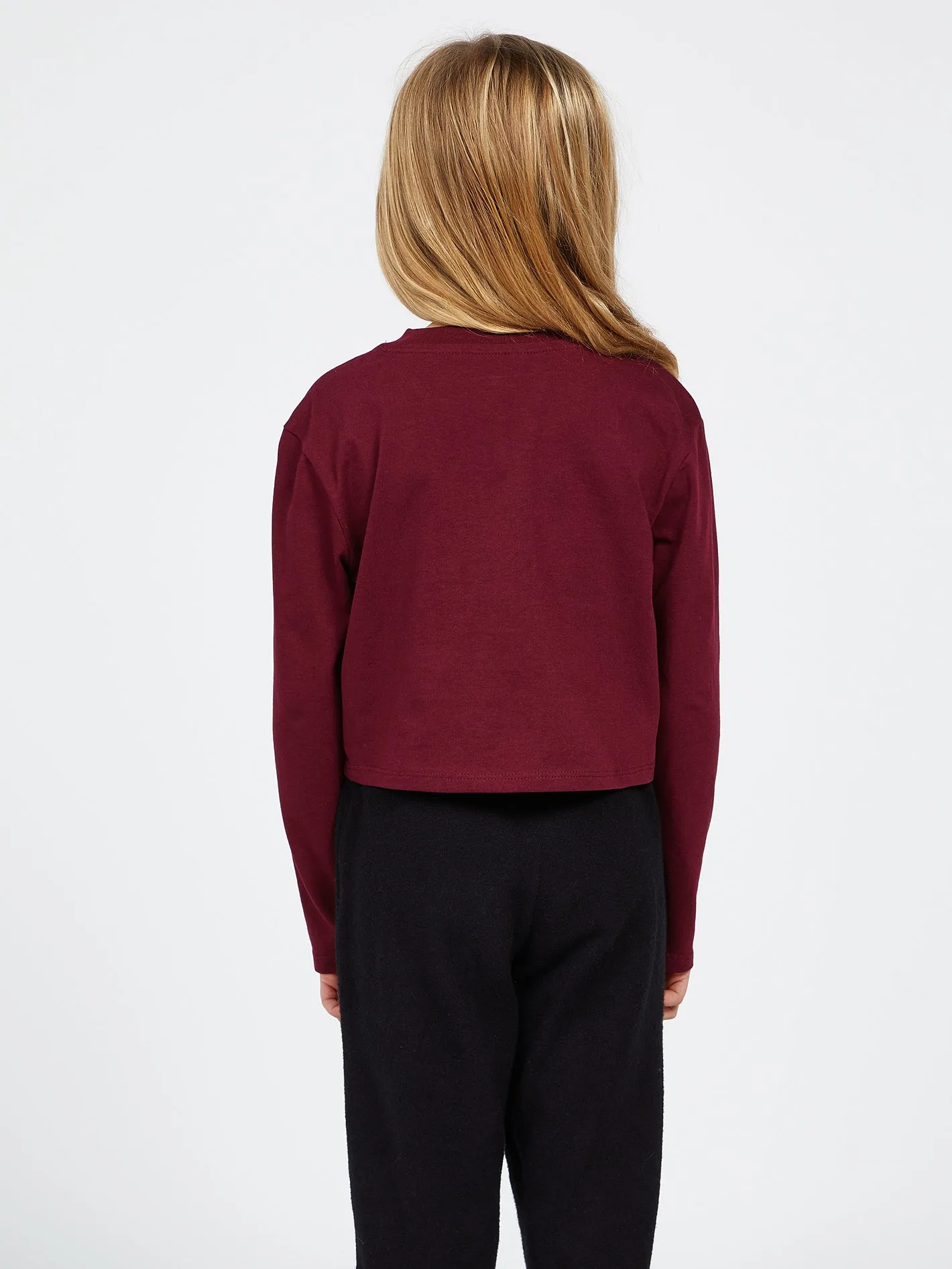 Girls Pocket Dial Long Sleeve Tee - Burgundy