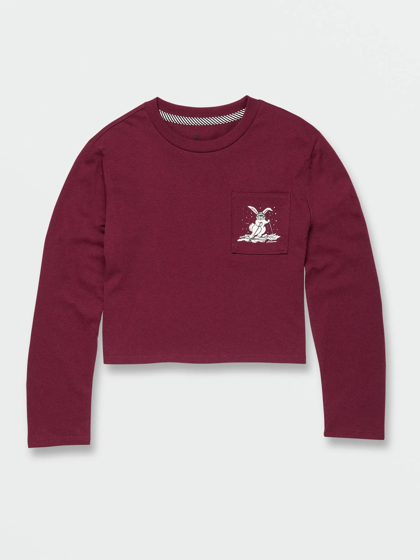 Girls Pocket Dial Long Sleeve Tee - Burgundy