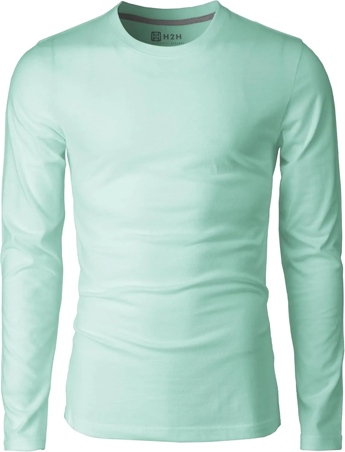 H2H Mens Casual Slim Fit Long Sleeve T-Shirts Soft Lightweight V-Neck/Crew-Neck Size XS to 3XL