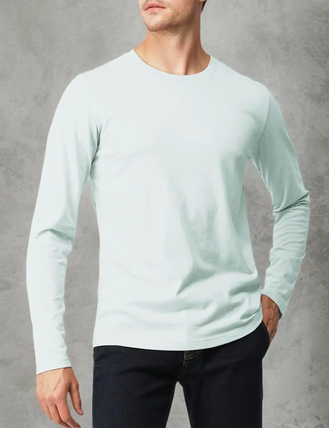 H2H Mens Casual Slim Fit Long Sleeve T-Shirts Soft Lightweight V-Neck/Crew-Neck Size XS to 3XL