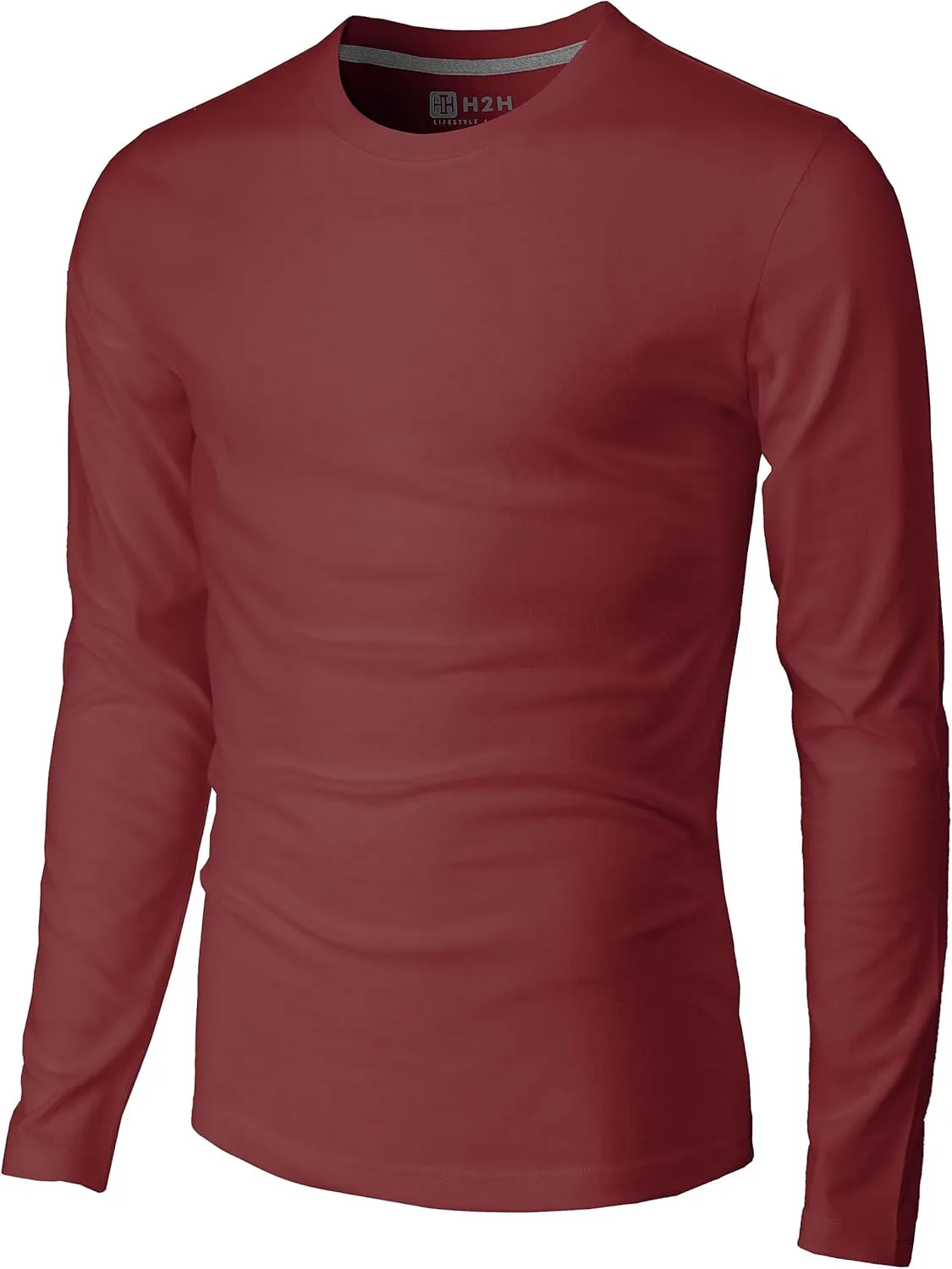 H2H Mens Casual Slim Fit Long Sleeve T-Shirts Soft Lightweight V-Neck/Crew-Neck Size XS to 3XL