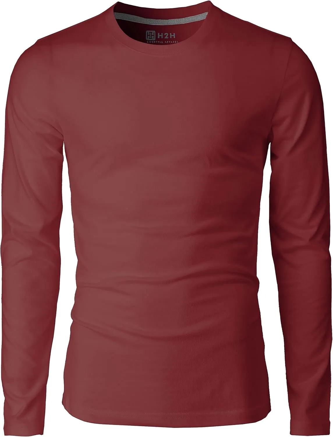 H2H Mens Casual Slim Fit Long Sleeve T-Shirts Soft Lightweight V-Neck/Crew-Neck Size XS to 3XL