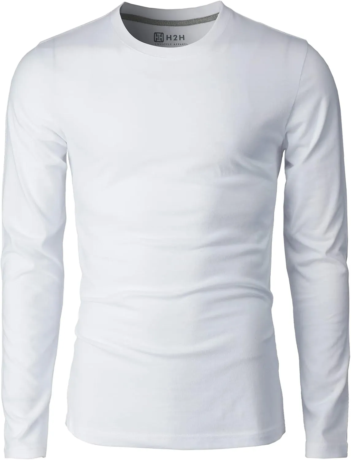 H2H Mens Casual Slim Fit Long Sleeve T-Shirts Soft Lightweight V-Neck/Crew-Neck Size XS to 3XL