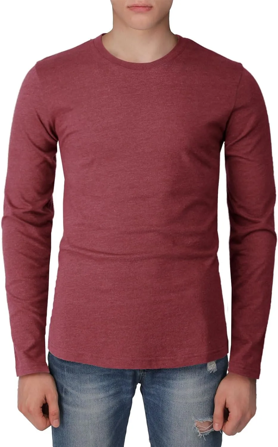H2H Mens Casual Slim Fit Long Sleeve T-Shirts Soft Lightweight V-Neck/Crew-Neck Size XS to 3XL