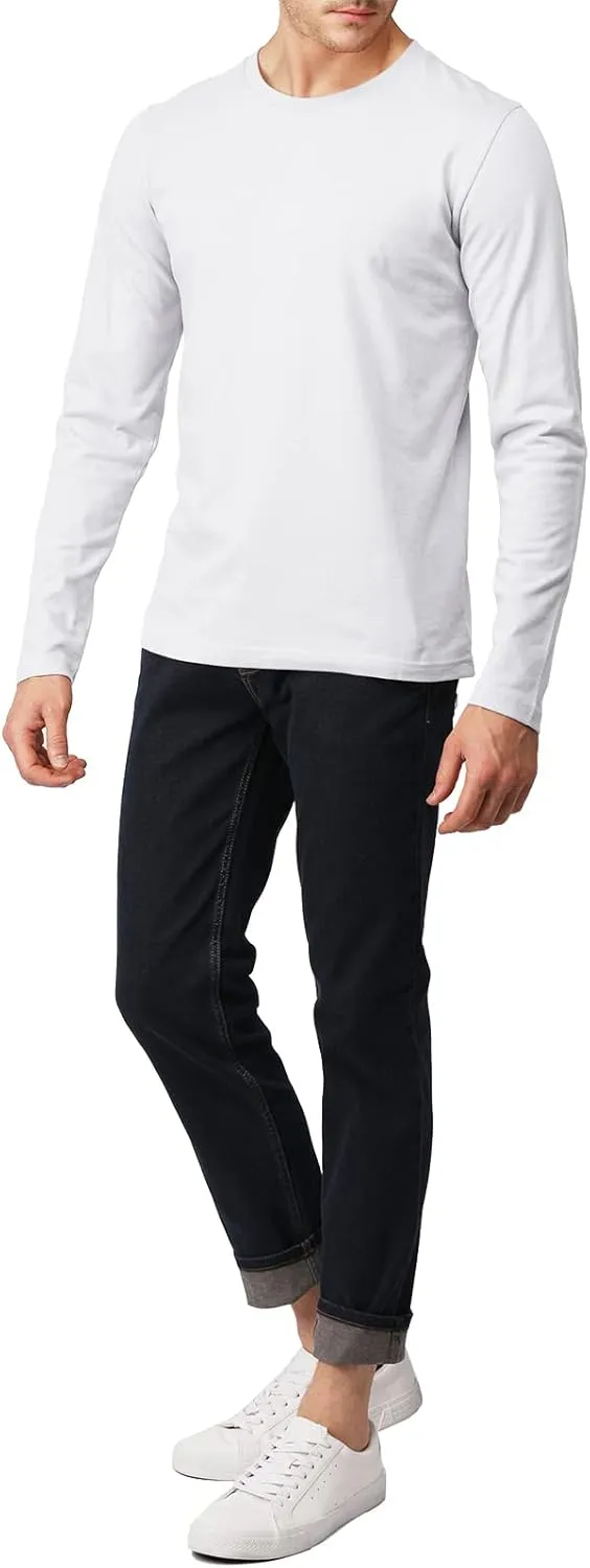 H2H Mens Casual Slim Fit Long Sleeve T-Shirts Soft Lightweight V-Neck/Crew-Neck Size XS to 3XL