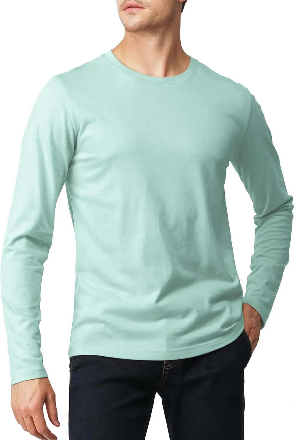 H2H Mens Casual Slim Fit Long Sleeve T-Shirts Soft Lightweight V-Neck/Crew-Neck Size XS to 3XL