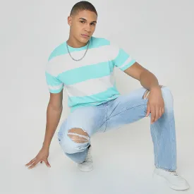 Hand Knit Jersey™ Modern Smart Auto Stripes Dobby Flat Knit Regular Fit  T-Shirt - Soft and Comfortable.