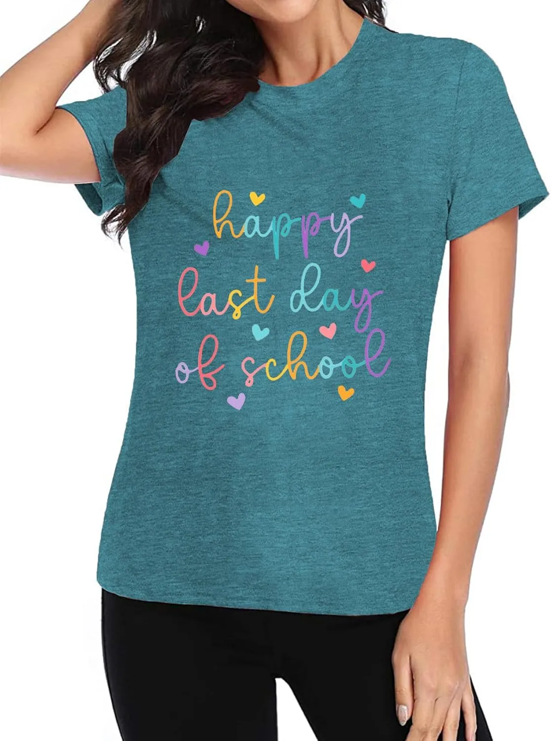 Happy Last Day of School Shirt for Teachers Women Teacher Life T-Shirt School Graduation Tee Appreciation Gift Blouse