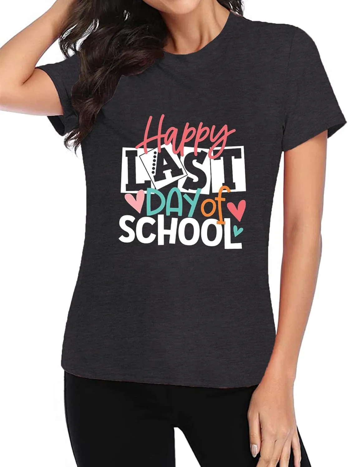 Happy Last Day of School Shirt for Teachers Women Teacher Life T-Shirt School Graduation Tee Appreciation Gift Blouse
