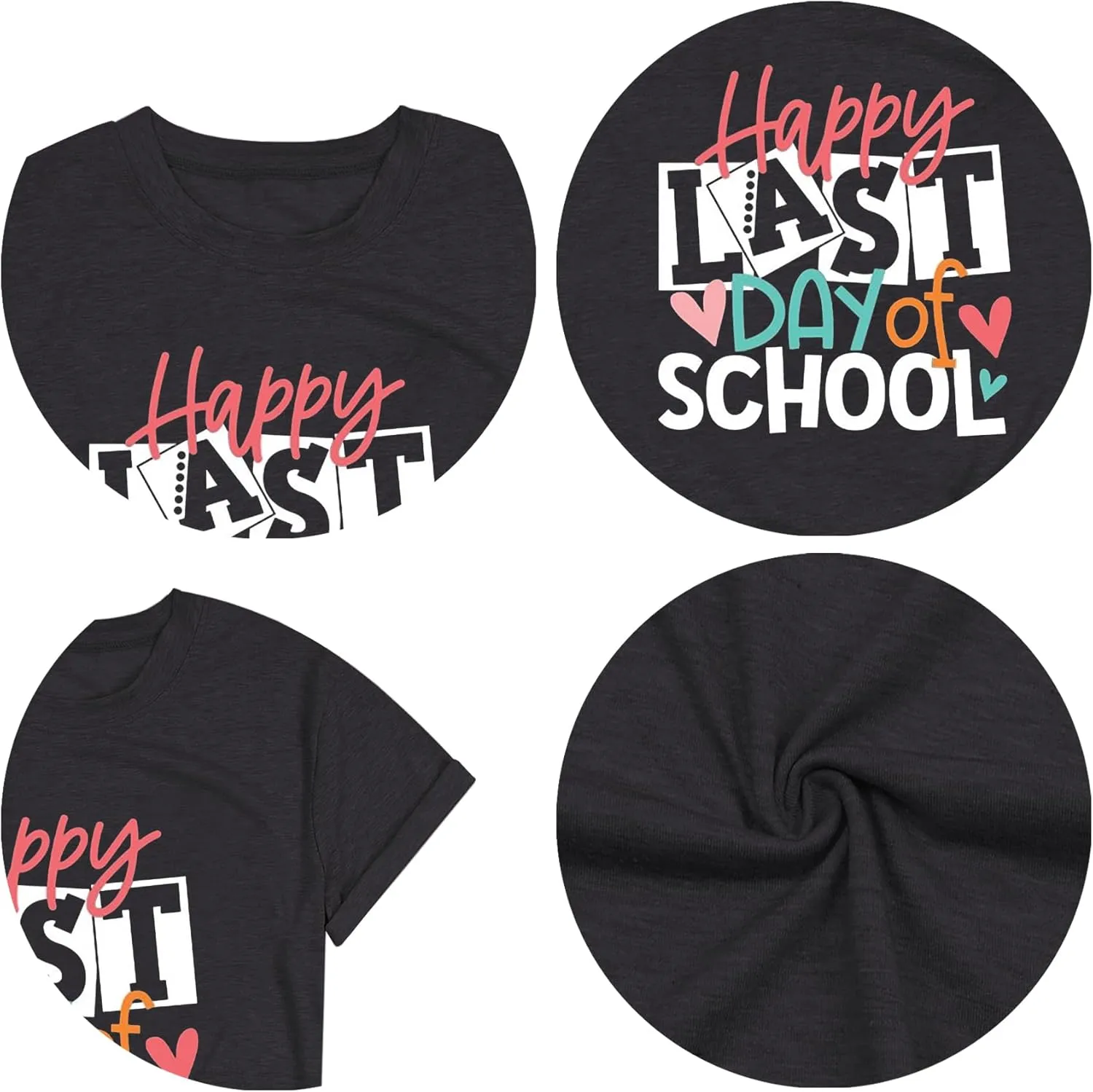 Happy Last Day of School Shirt for Teachers Women Teacher Life T-Shirt School Graduation Tee Appreciation Gift Blouse