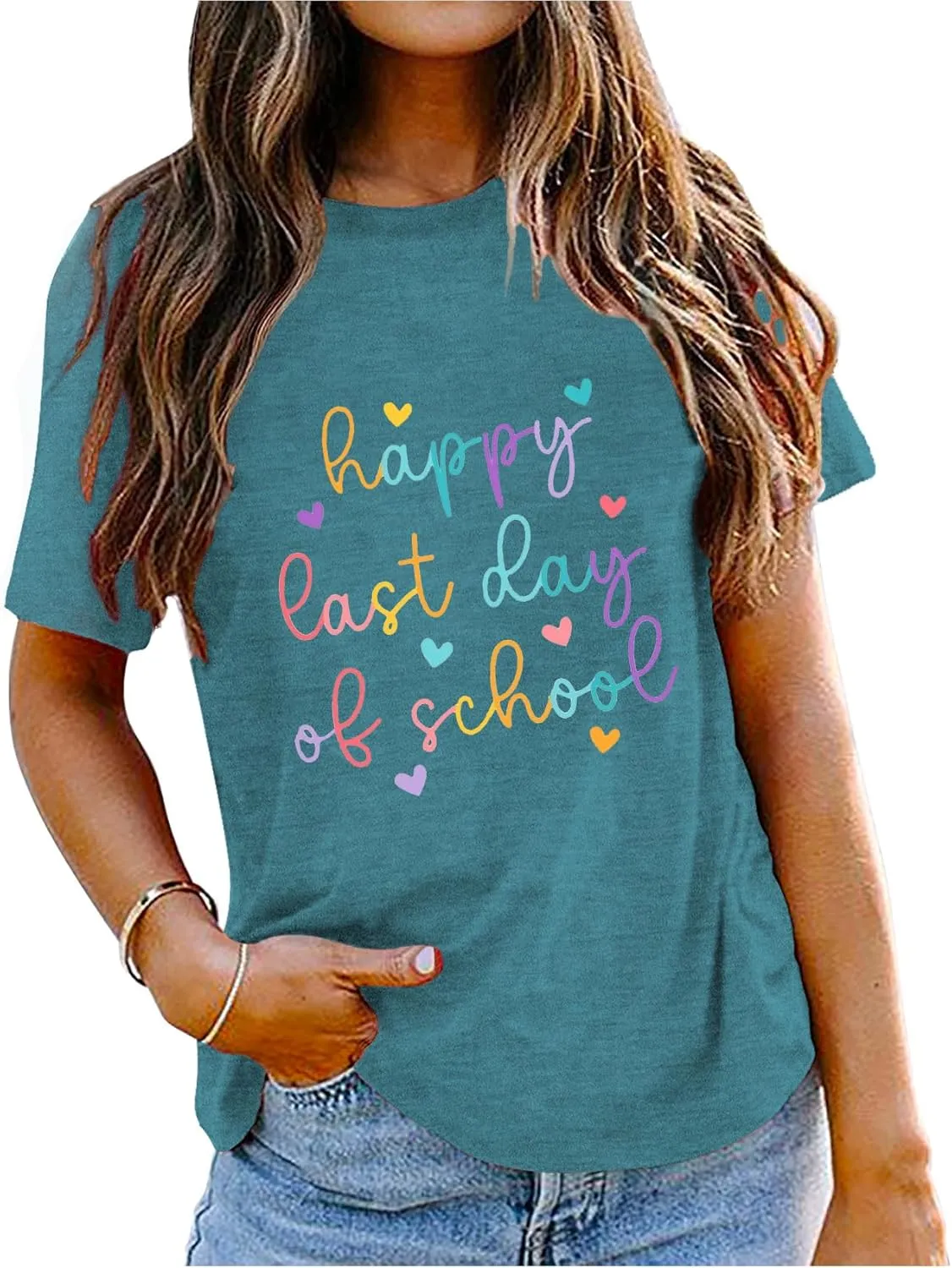 Happy Last Day of School Shirt for Teachers Women Teacher Life T-Shirt School Graduation Tee Appreciation Gift Blouse
